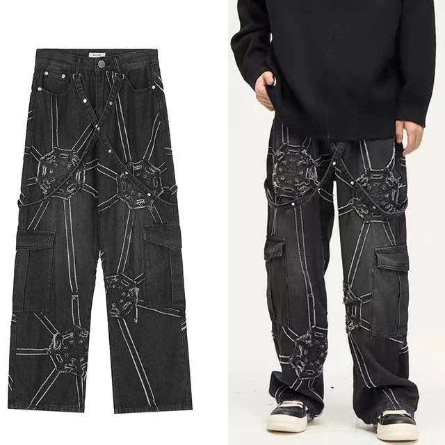 Harajuku Retro Tooling Function Black Loose Jeans: The Perfect Blend of Style and Comfort
