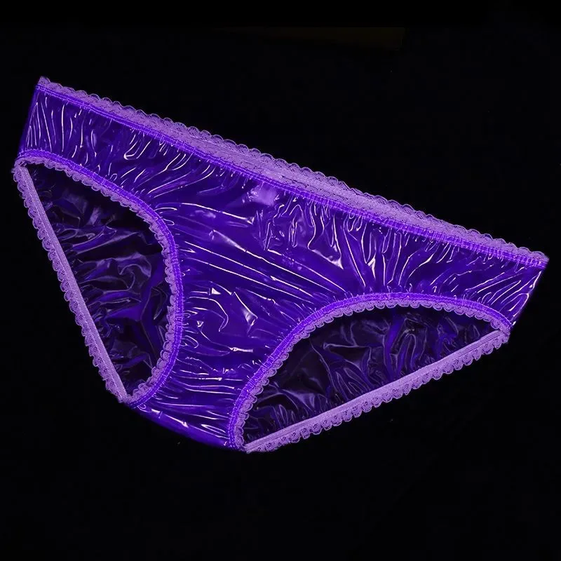 PVC Ultra soft Elastic Lace Plastic Film Underpants Sexy Transparent Smooth Silent Couple Erotic Panties ABDL Waterproof Pants