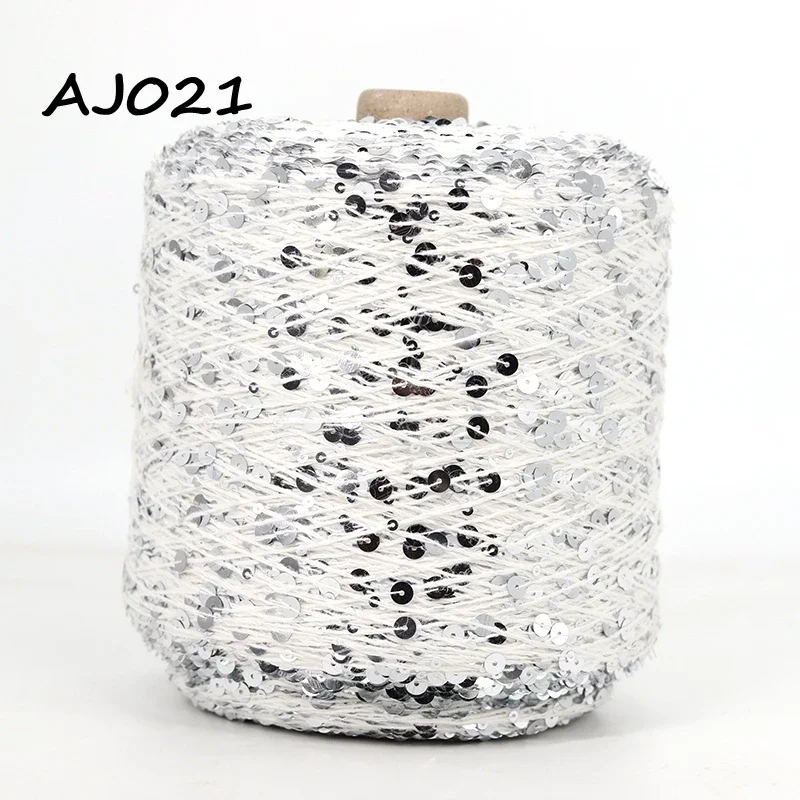 COOMAMUU Luxury Cotton Sequins Yarn пряжа 500G/Bobbin Hand Knitting Yarn 3MM+6MM Sequins accessories yarn 4