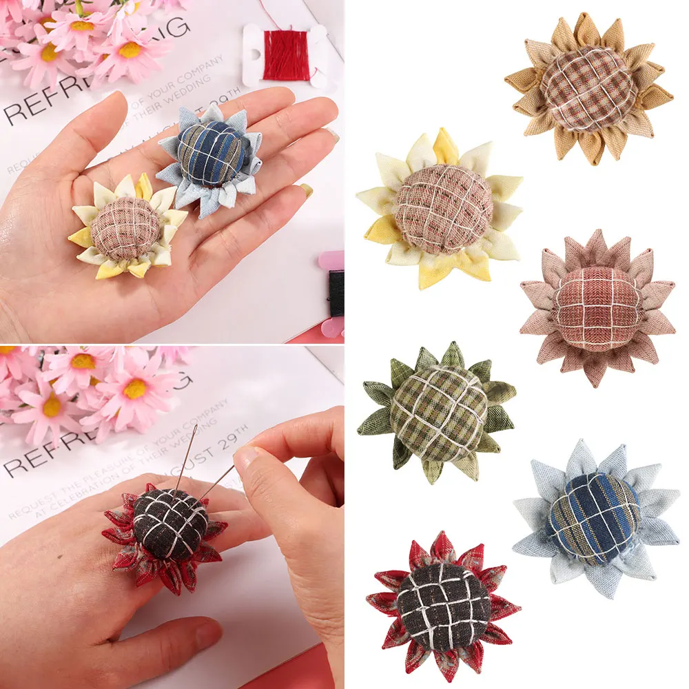Sewing Needle Pillow Sunflowers Pin Cushion Holder Material Package Pincushion Wrist Strap