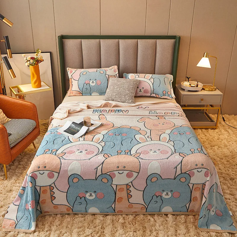 

1PCS Cartoon Bed Sheet Soft Cotton Queen King Bed Size Home Dormitory Bedding Mattress Cover Foldable Bed Flat Sheet Bedspread