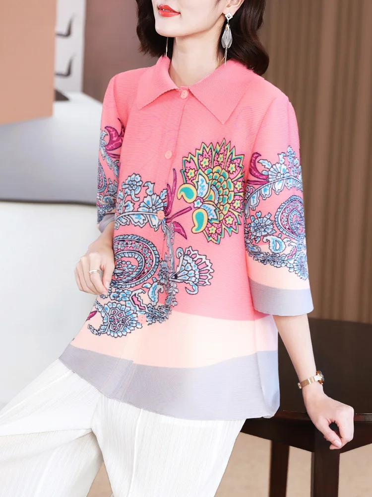 

2023 Spring And Summer Pleated Printed Top Jacket