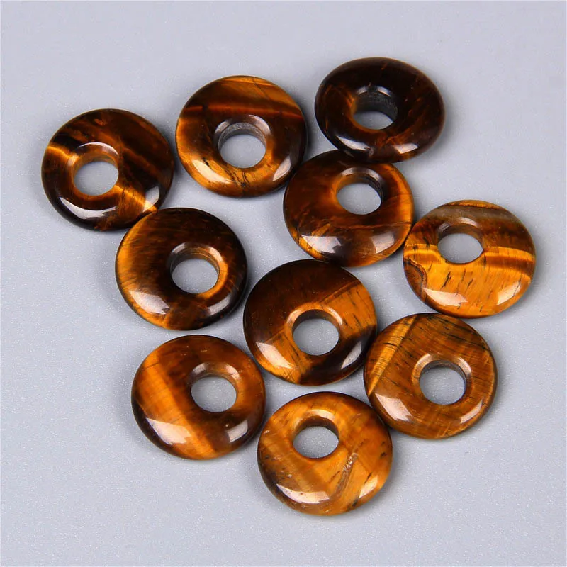 Fashion Nostalgic 18mm Lucky Peace Charms Reiki Healing Rose Pink Quartz Opal Lapis Stone Chakra Pendants for Jewelry Making