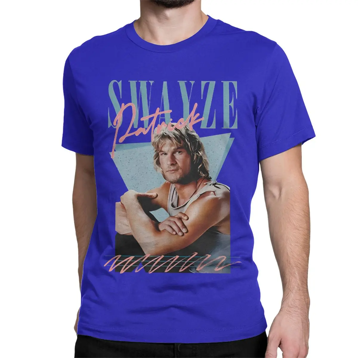 thumbnail image 1 of Camiseta retro de Patrick Swayze de los años 90 para hombre y mujer, cuello redondo, algodón puro, manga corta, para adultos., 1 of 7