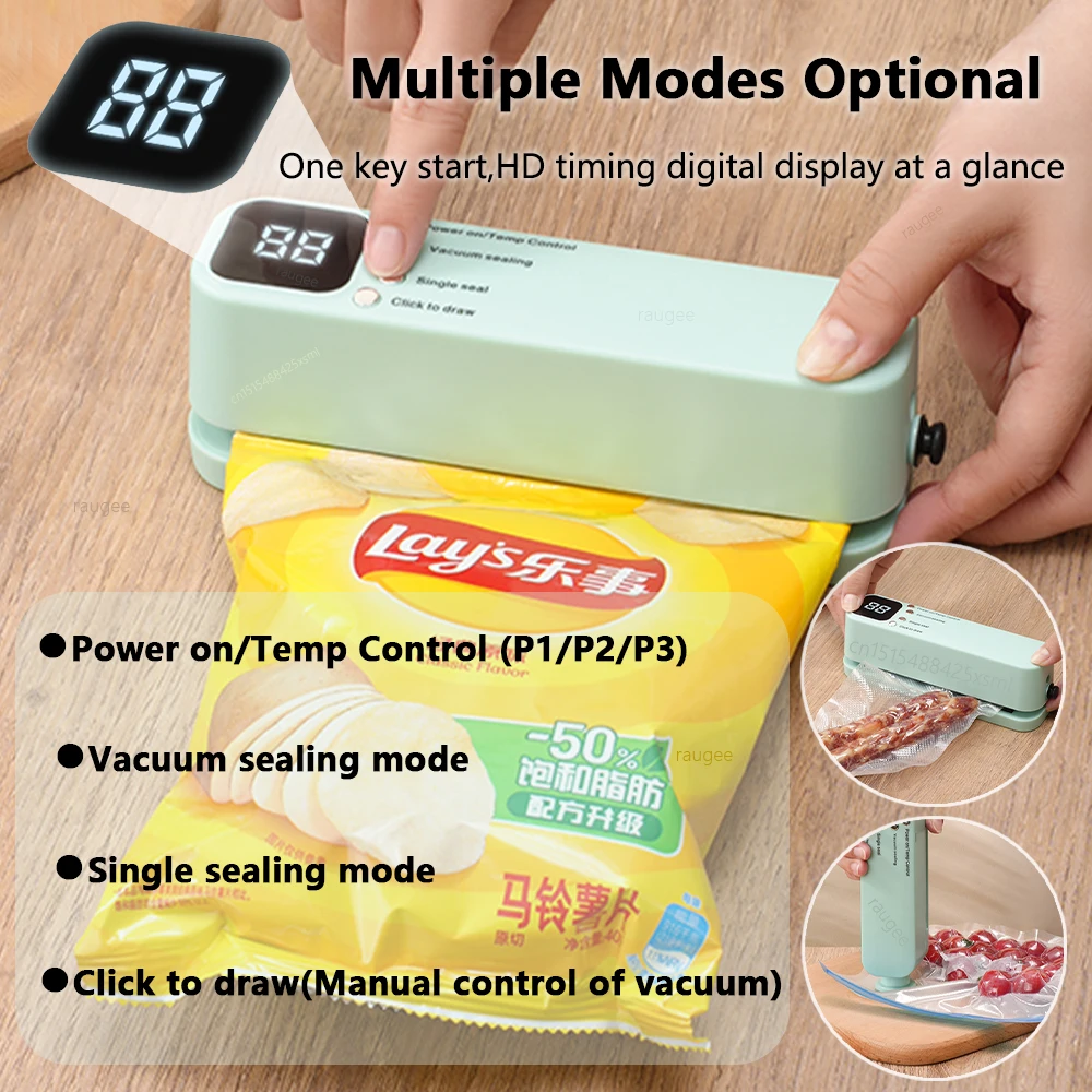 Vacuum Sealer Portable Mini Food Sealer USB Rechargeable Wireless Food Package Plastic Bags Automatic Vacuum Sealing Machine 4