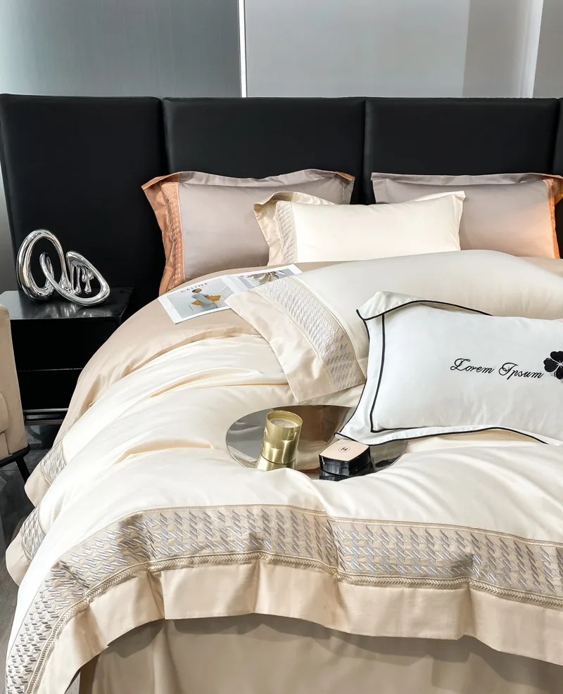 Egyptian cotton soft Duvet cover bedsheet pillowcases Luxury Embroidery Bed set Bedding set 12 S20f70dbb338e40a795b8b336669f11f82