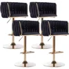 Velvet Swivel Bar Stools Set of 4, Adjustable Counter Height Bar Chairs with Woven Back & Footrest, Luxury Gold Bar Stools 1