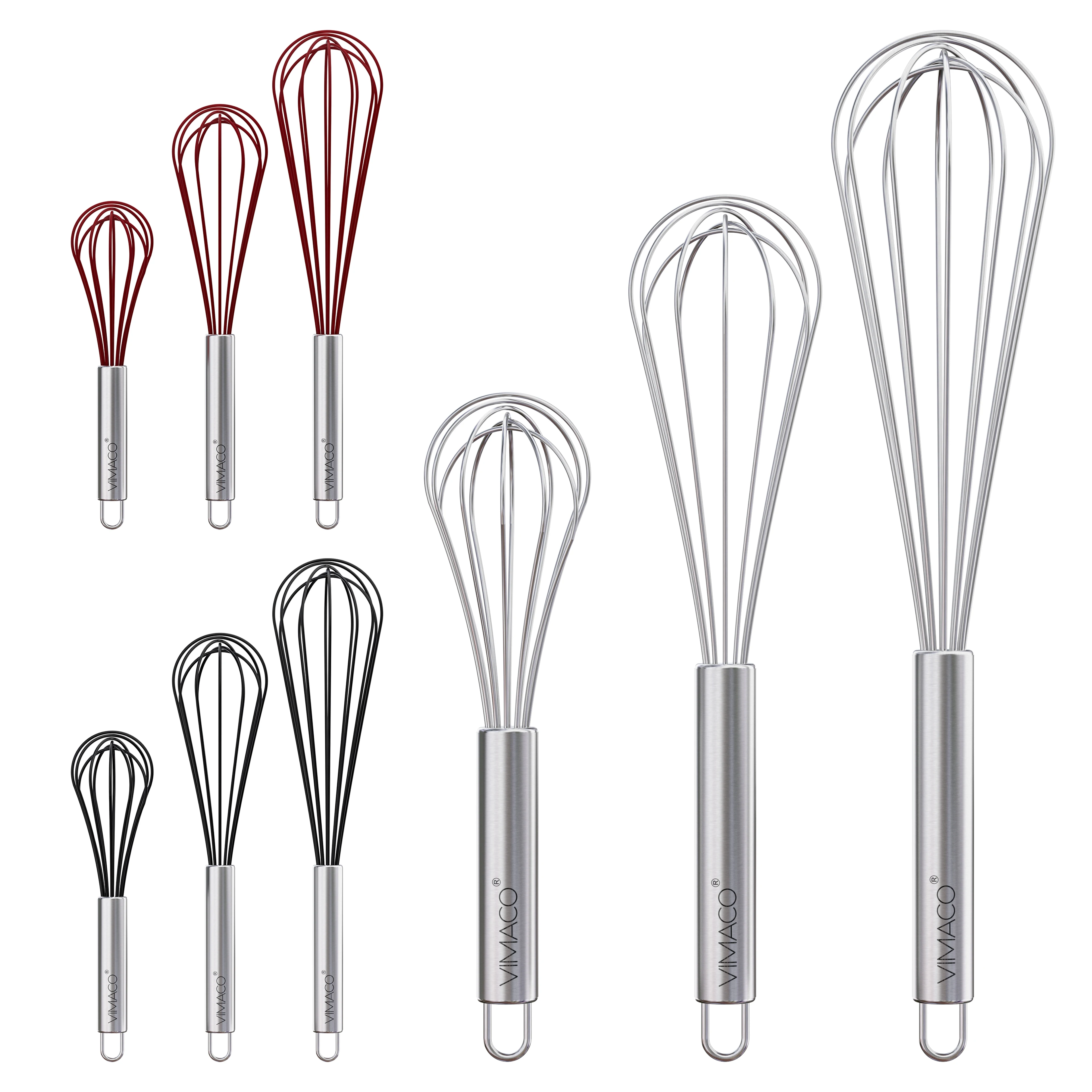 

VIMACO® Balloon Whisk White Box Stainless Steel 304 8"10"12" Wire Beater Kitchen Cooking Tool No-Stick for Egg