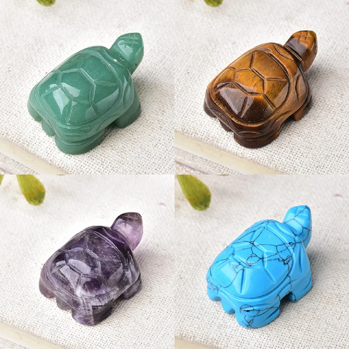

Natural Crystal Carving Turtle Crafts Fengshui Ornaments 2Pcs