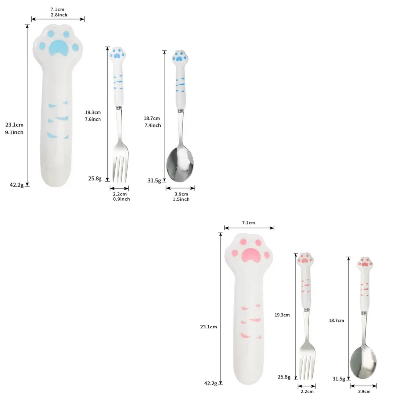 Stainless Steel Cat Shaped Cutlery Set with Storage Box