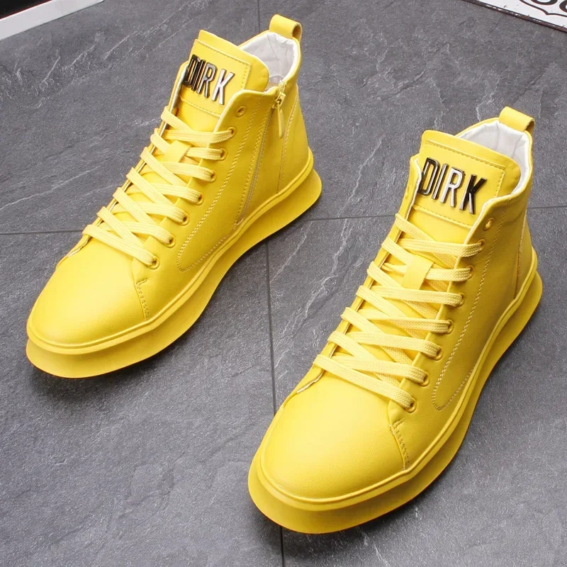 European New Shoes for Men Leather Casual Shoes High Tops