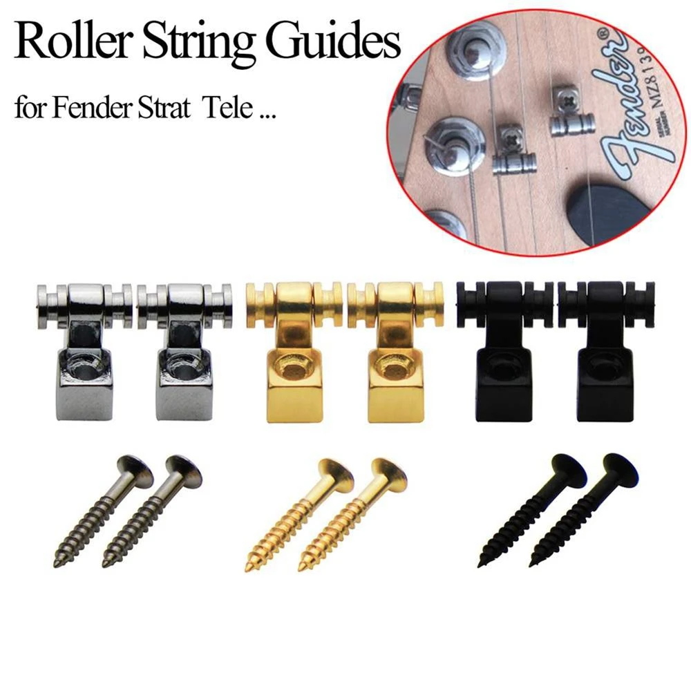 Description Picture 2 of itemElectric Guitar Chrome Roller String Trees Retainer Mounting Tree Guide Silver Black Gold 3 Colors