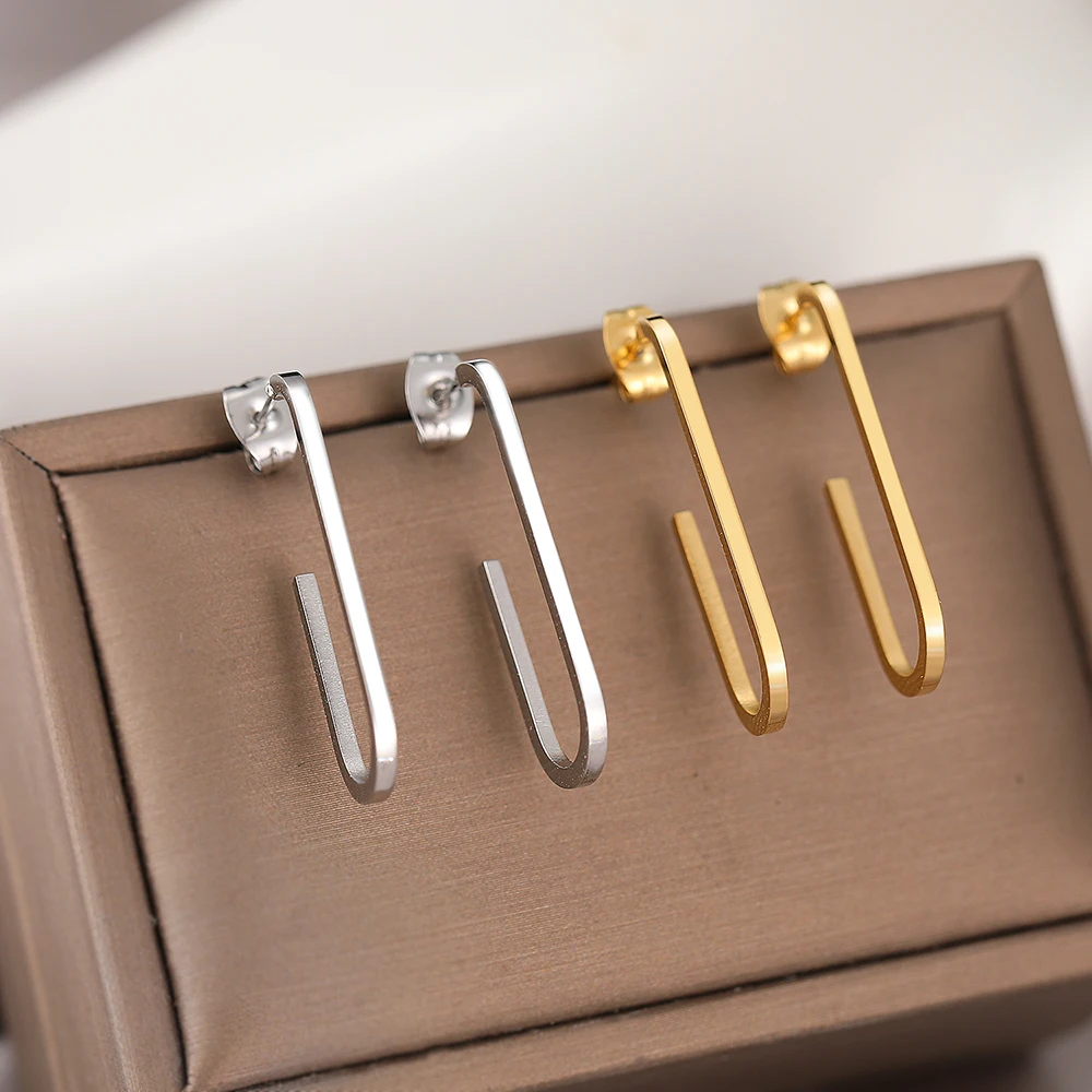 Stainless Steel Earrings Geometric Three-Dimensional Rounded Rectangle Stud Earrings For Women Jewelry Gothic Punk Fashion Gifts - Image 5