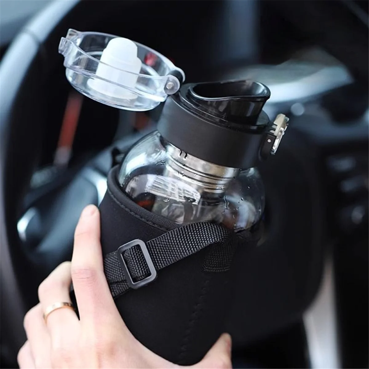 BAAU High Capacity Tea Cup ,Water Separation, High Temperature Resistant, Portable Glass Tea Cup,Vehicle Portable Water Cup B