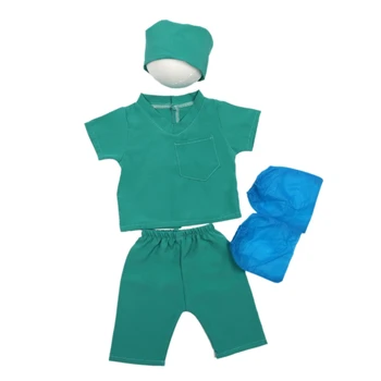Costume da medico neonato Abiti per fotografia Costume cosplay Camicia Cappello Pantaloni Puntelli per riprese fotografiche Body