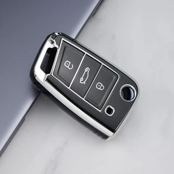 Soft TPU Car Key Cover Case Shell Fob Holder Protector (Black key cover)