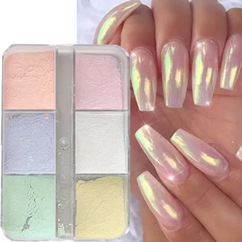 Polvere per Unghie Effetto Specchio Lunare, Pigmento Cromato Metallico, Gel Lucidante, Polvere Laser, Effetto Aurora Brillante, Perla Scintillante per Miglioramento Unghie