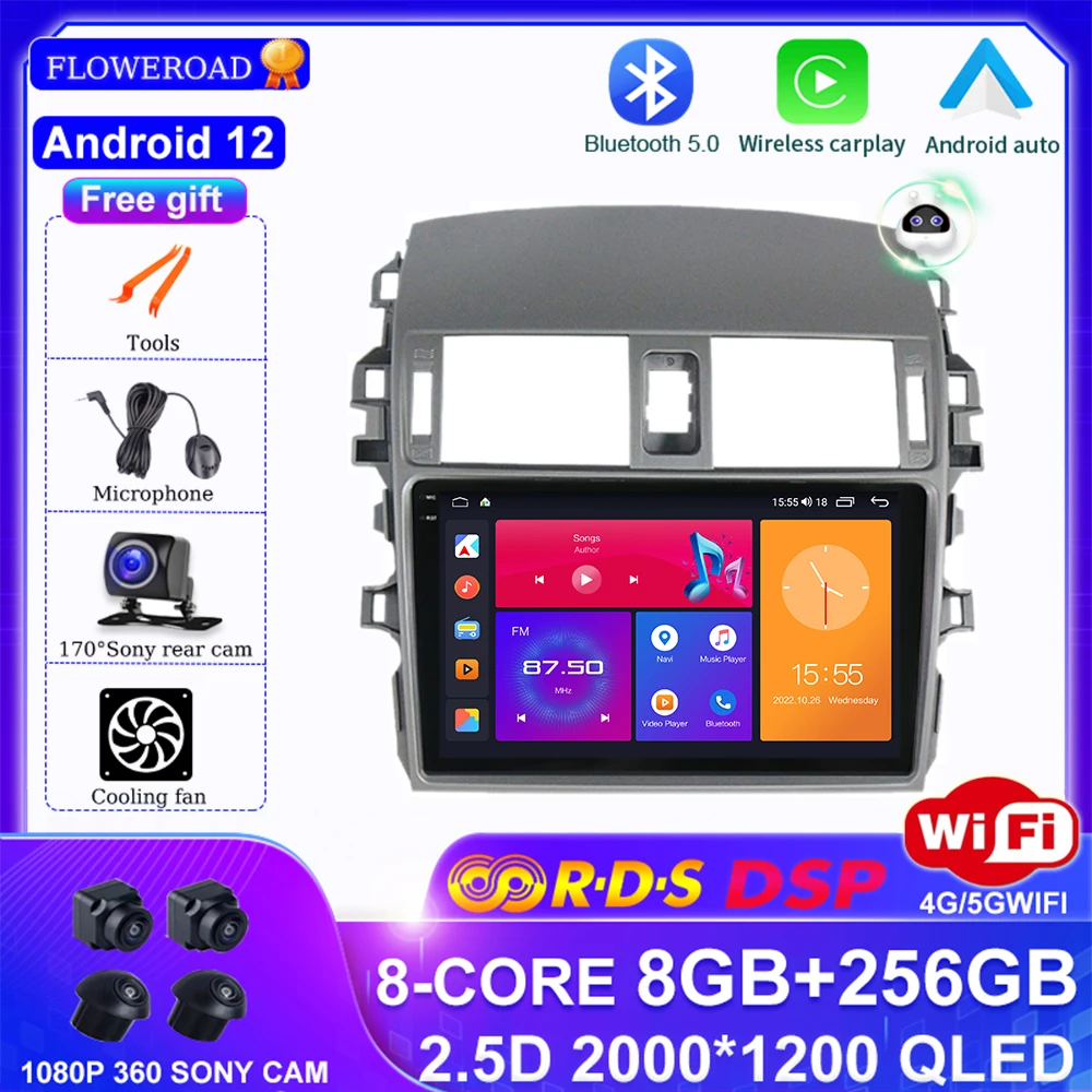 

Android 12 For Toyota Corolla 10 E140 E150 2006 - 2013 Car Radio Multimedia Video Player Navigation stereo GPS No 2din 2 din dvd