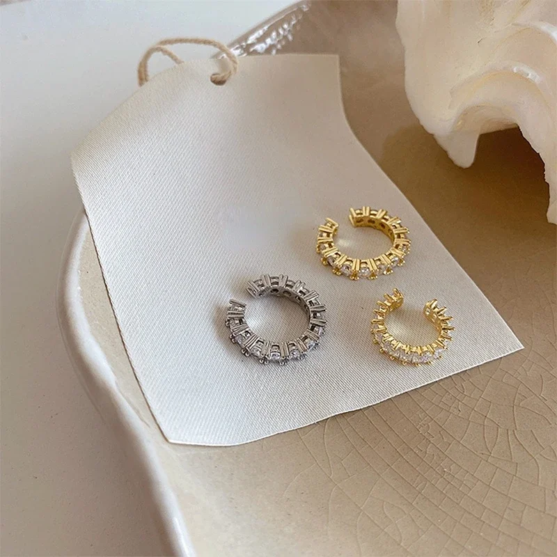 Gold Silver Color Full CZ Crystal Ear Cuff Clip on Earrings for Women Non Pierced Fake Piercing Earcuff Jewelry ear clip earrings,clip earrings,ear clip,ear accessories