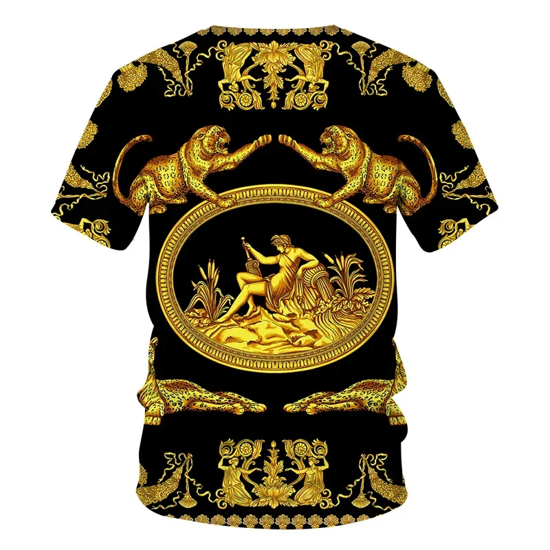 Luxus Barock Stil 3D Druck männer T-shirts Mode Rundhals Kurzarm Lose Tops Tees Übergroßen Männer Kleidung 6XL 2023 neue – Detail 10