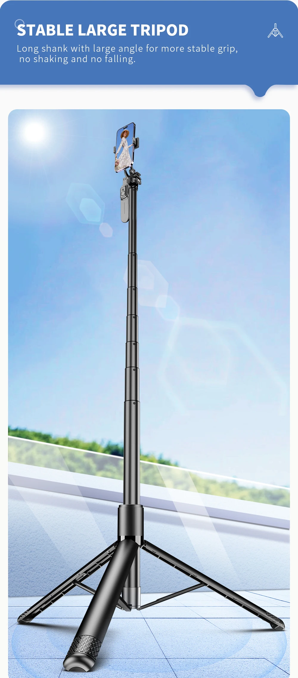 Description Picture 4 of item2020mm Selfie Stick Tripod Stand Wireless Selfie Stick Tripod with Remote with 1/4 Screw 1/4 Nut Portable Tripod for Phone Light