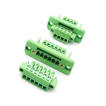 벽 관통 용접 없는 플러그인 타입 터미널 블록, 3.81mm, 2P, 3P, 4P, 5P, 6P, 8P, 10P, 12P, 5 세트 플랜지 고정 패널 포함, 16P, 3.81mm