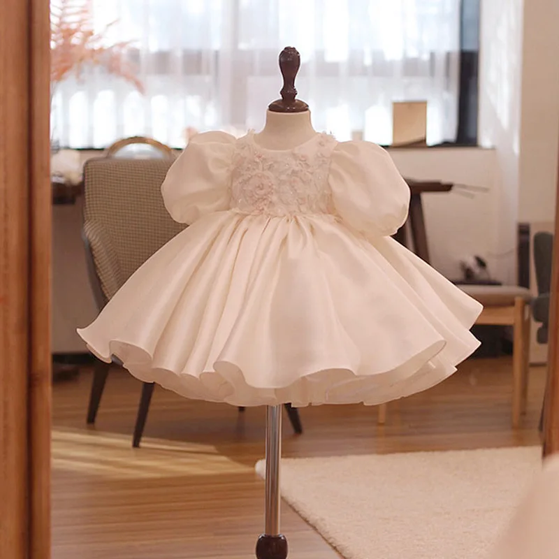 

Baby Girl Flower Dress Kids Bridemaid Wedding Dresses For Children White Ball Gowns Girls Boutique Party Wear Elegant Frocks