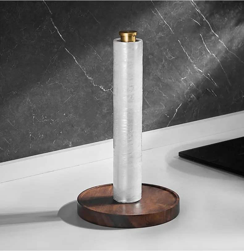 walnut towel holder desktop vertical rolling paper holder kitchen paper absorbent hanging shelf no punching paper towel paper tissue disposable paper towel