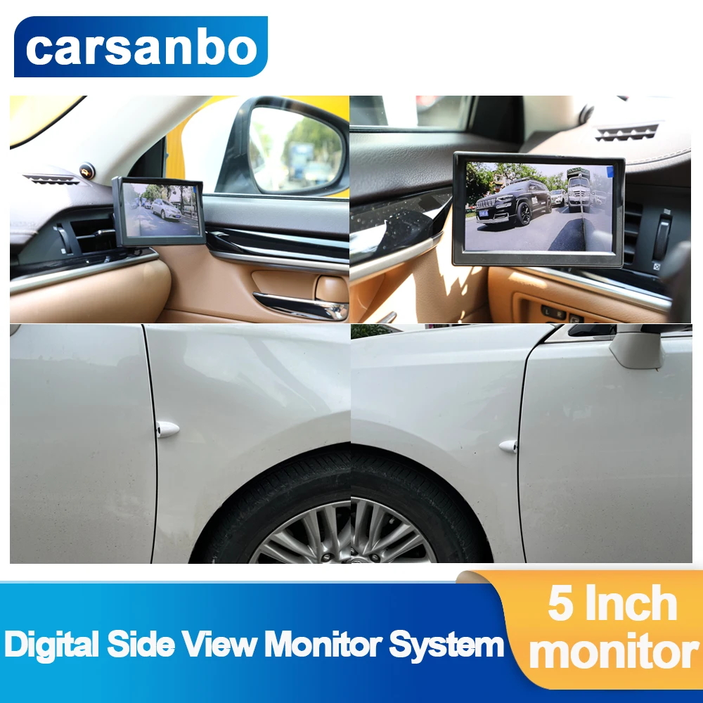 Carsanbo AHD 5 in Digital Car Side View Monitor Mirror System 720P Blind Spot Night Vision Rear View camera with display Back up
