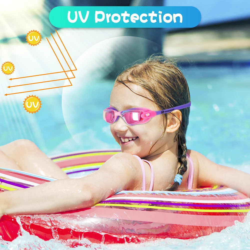 Kids Swimming Goggles Girls Boys Swimming Goggles  Anti-Fog Goggles UV Protection No Leakage Gift Case For 3-14 Yea 5