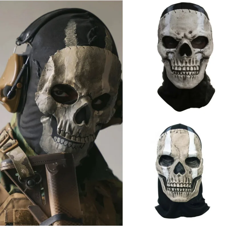 

Adult Game Ghosts Skull Mask Special Force War Cosplay Costume Latex Masks Hood Headgear Unisex HalloweenTerror Horror Prop
