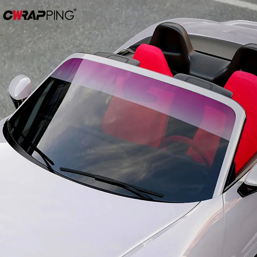 Car Front Windshield Sticker Thermal Insulation Sunscreen Waterproof Film Creative Gradient Dyed Sunshade 20X150cm car sunshade