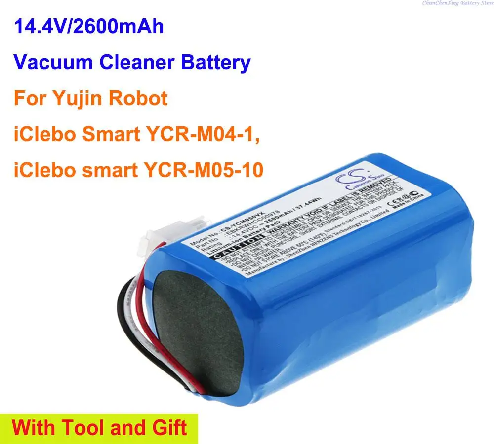 

2600mAh Vacuum Cleaner Battery EBKRBKDL001039 for Yujin Robot iClebo Smart YCR-M04-1, iClebo smart YCR-M05-10