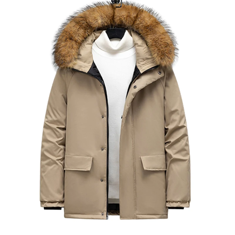 Winter Cargo Jacket Men Luxury Brand Windproof Casual Thicken Warm Fur Collar Hooded Parka Padded Male Loose Down Coat Clothes