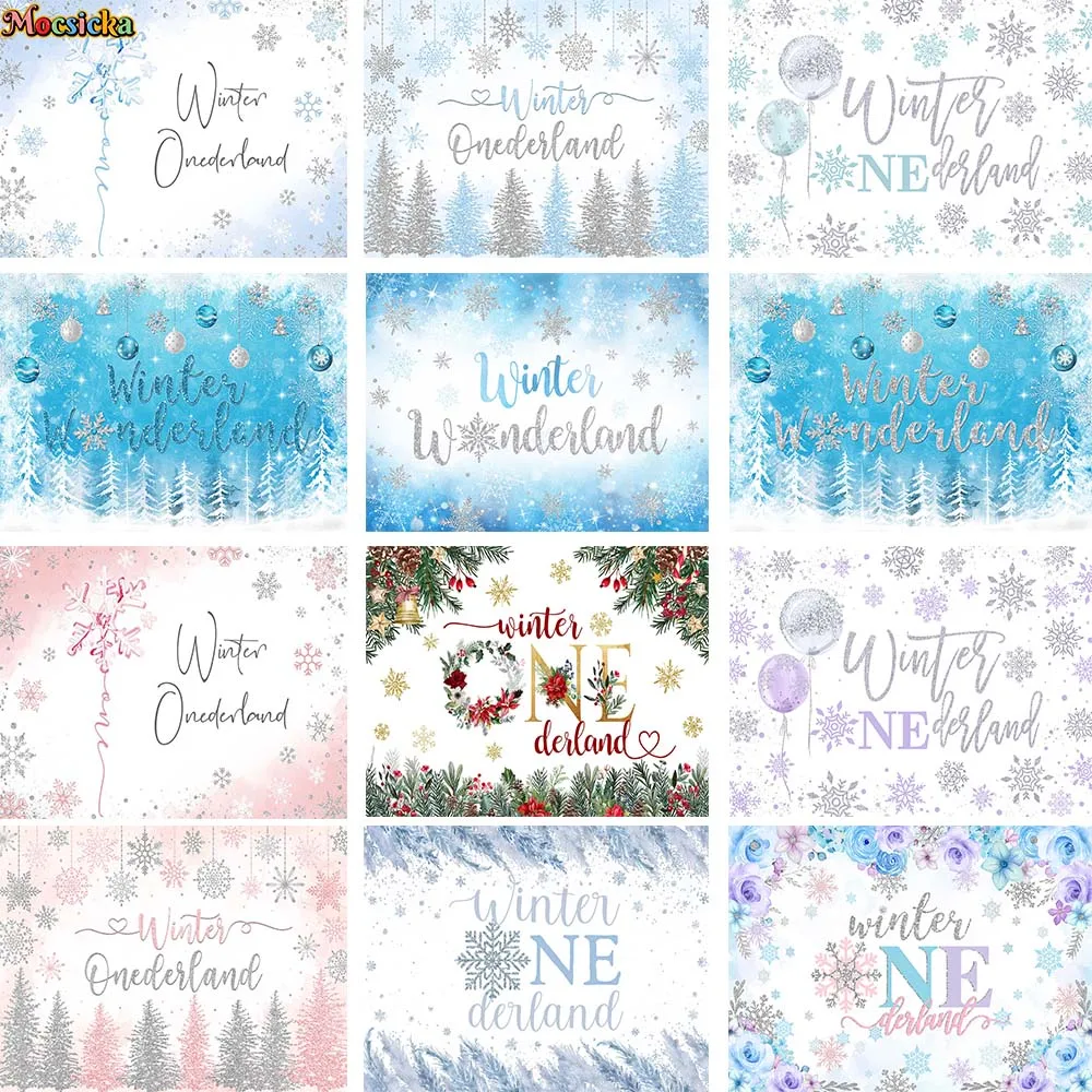 

Christmas Winter Baby Shower Backdrop Poster Onederland Newborn 1st Birthday Party Background Snowflake Xmas Tree Wallpaper Prop