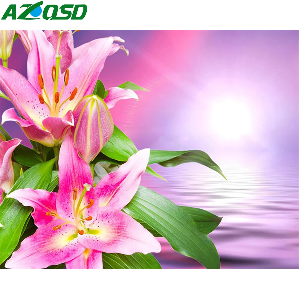 Картина AZQSD By номер цветок лилия холст наборы акриловая на холсте цветочный Декор