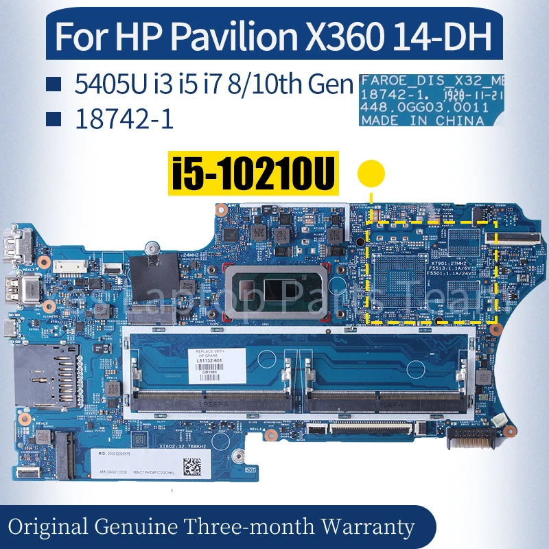 18742-1 For HP Pavilion X360 14-DH Laptop Mainboard L67767-601