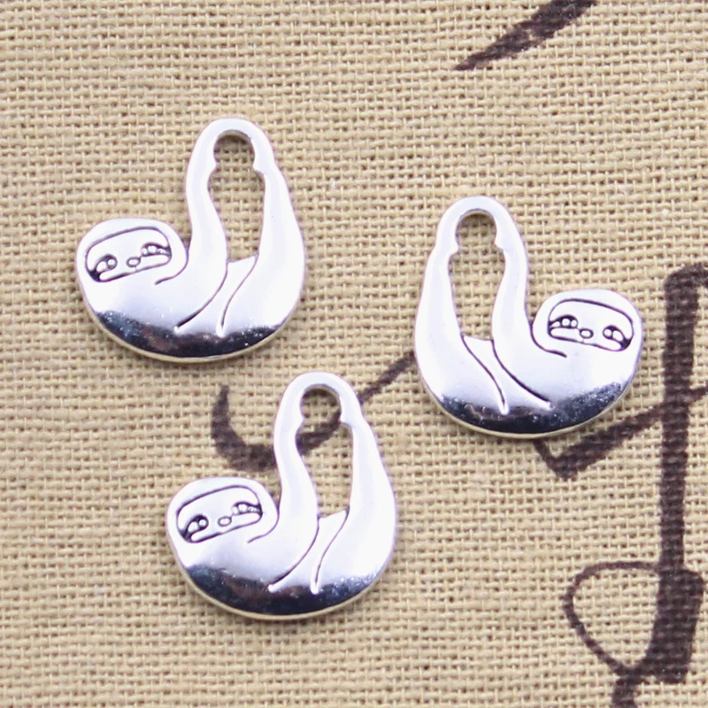 20pcs 매력 동물의 나태 Folivora 17x16mm 골동품 실버 컬러 펜던트 DIY 공예품 결과 만들기 수제 티벳 보석
