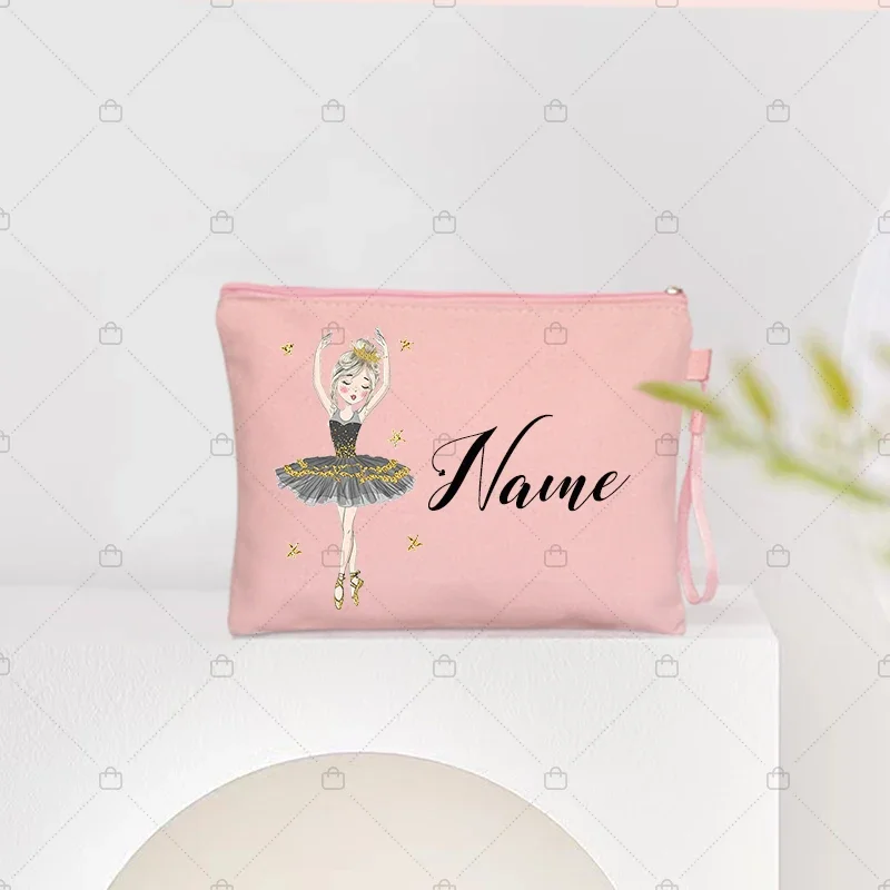 Cosmetic Bag Cosmetic Storage Bag Makeup Bag Cosmetic Case Pencil Case Personalized Ballet Girl Name Makeup Bags Pink Custom Name Women's Cosmetic Bag Kits School Supplies Pencil Pouchs Teacher Gifts