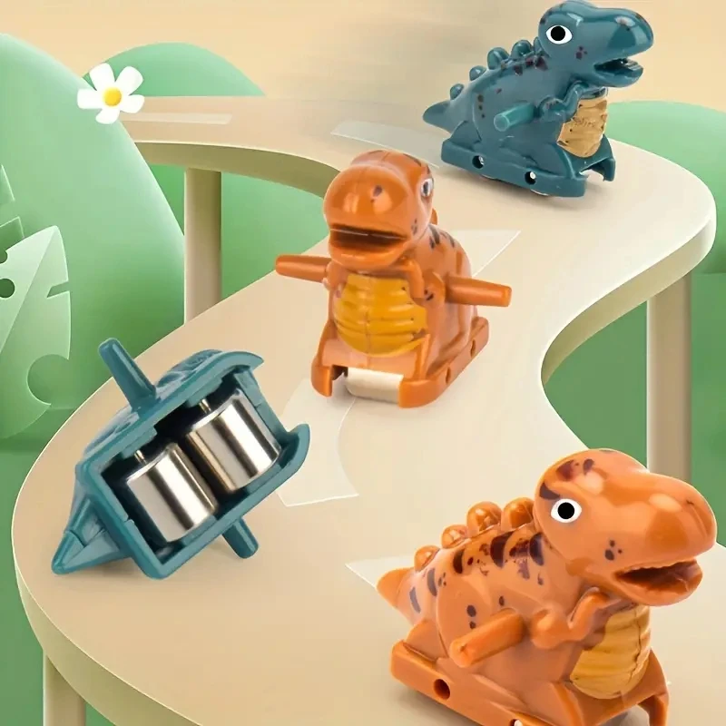 Dinosaurs Climbing Slide Light Up Music Stairs Toy With 6Pcs Dinosaur Alloy Race Cars,Puzzle Fun Electric Slide Track Toy Car 4