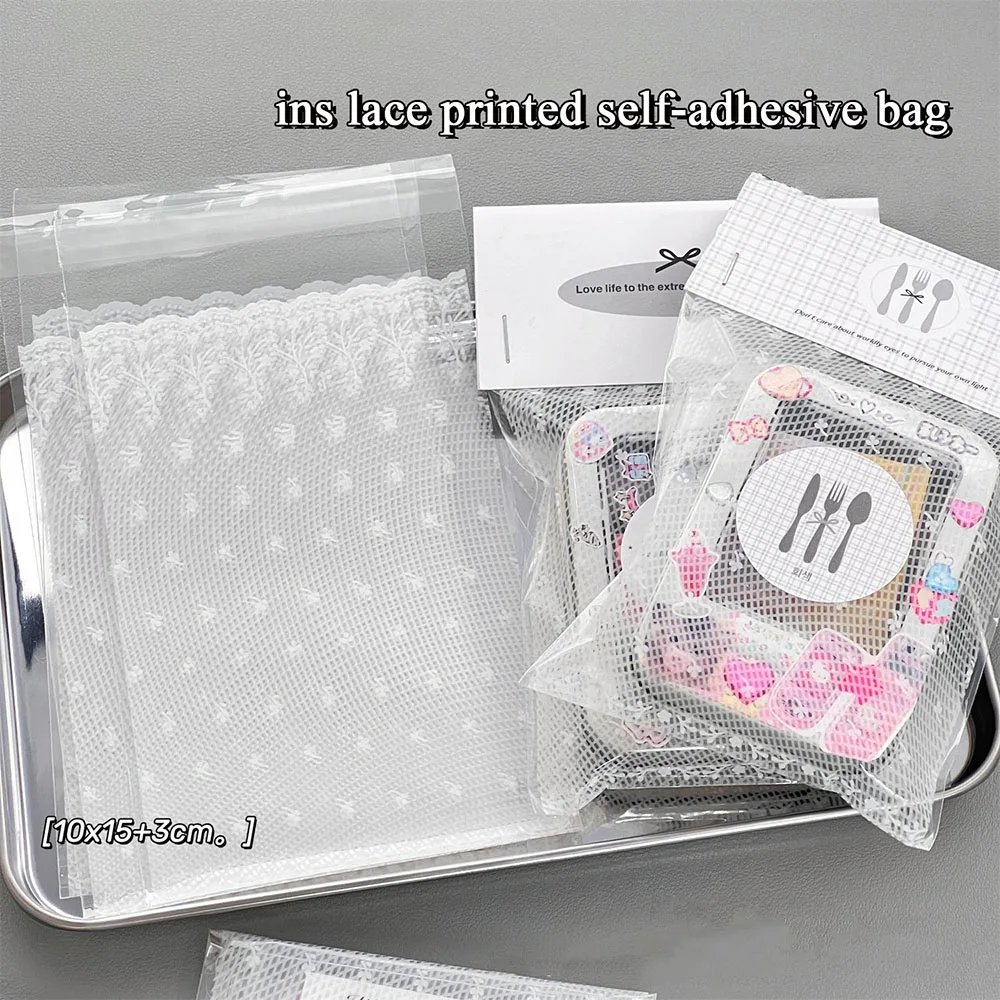 100/50pcs Lace Star Printed Opp Self-sealing Bags Korea Idol Photocard Dispaly Storage Bags Small Gift Packing Bags Ins Style 3