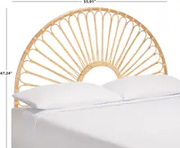 Home Collection Faris Natural Rattan Arched Full Size Headboard 2