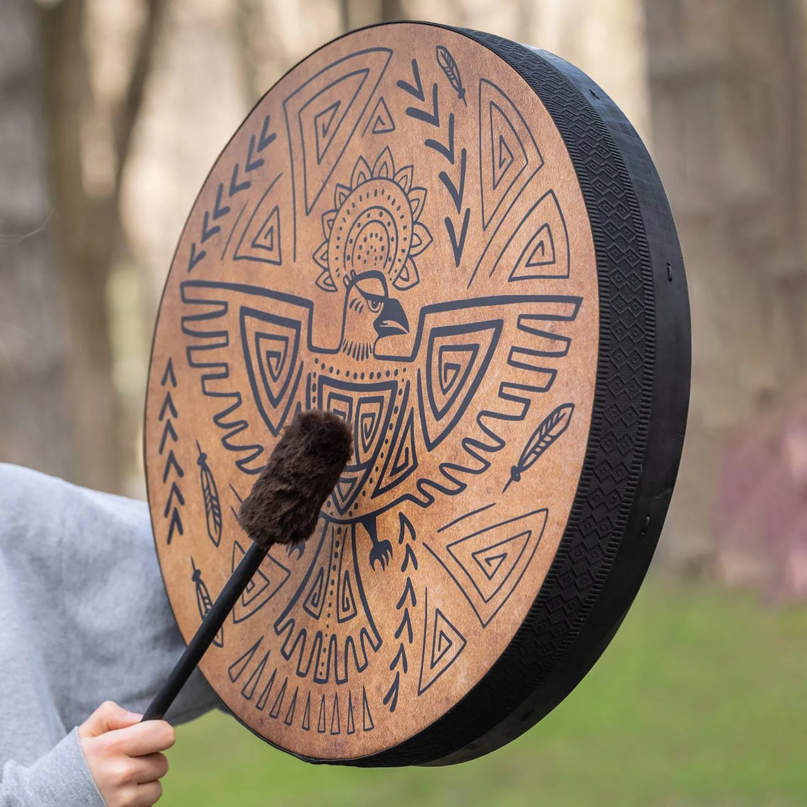 Hand Drum Musical Instruments Handmade Percussion 3D Tree Shape Shaman Drum Hollow Back Sound Of Music Decoration Full Of Myster