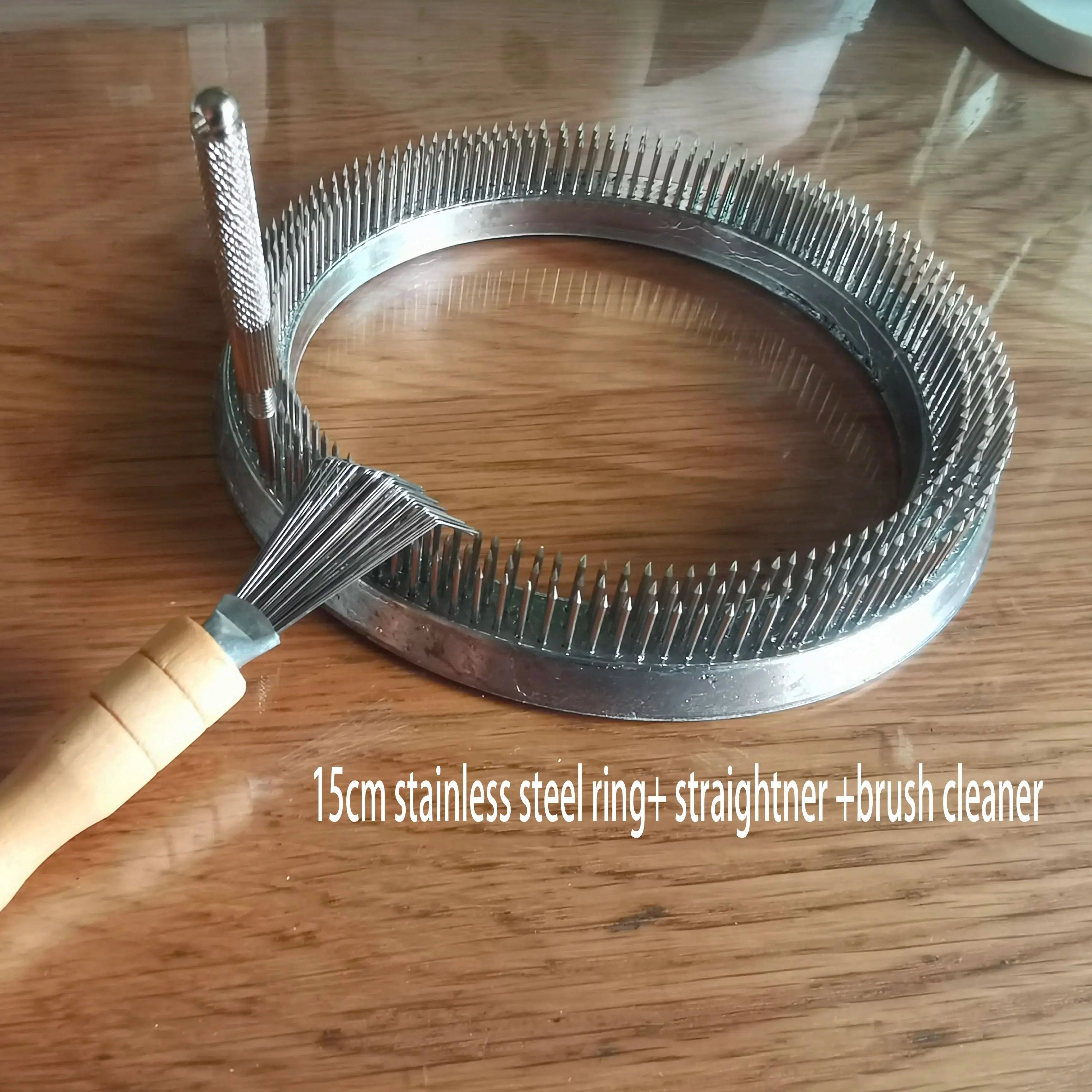 Japanese Flower Round Kenzan Ring With Straightner Brusher Cleaner