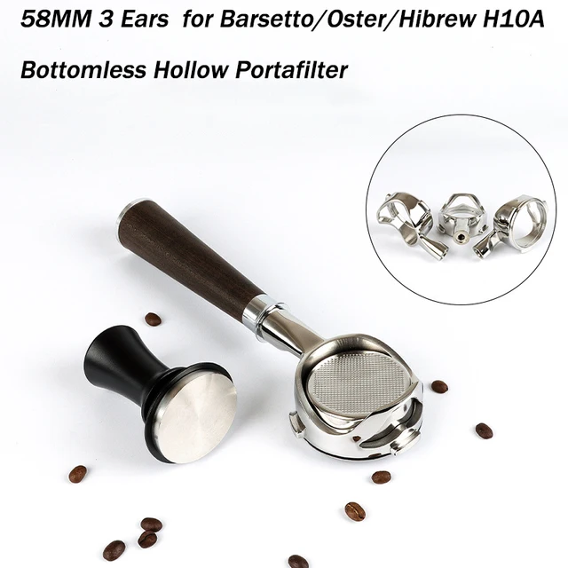 58MM 3ears Bottomless Hollow Portafilter for Barsetto/Oster/Hibrew H10A Espresso Coffee Handle Stainless Steel Accessories