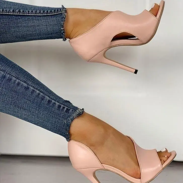 Women Summer Thin High Heels Buckle Peep Toe Gladiator Sandals Office Hollow Out Sandals Party Pumps Wedding Ladies Shoes 4