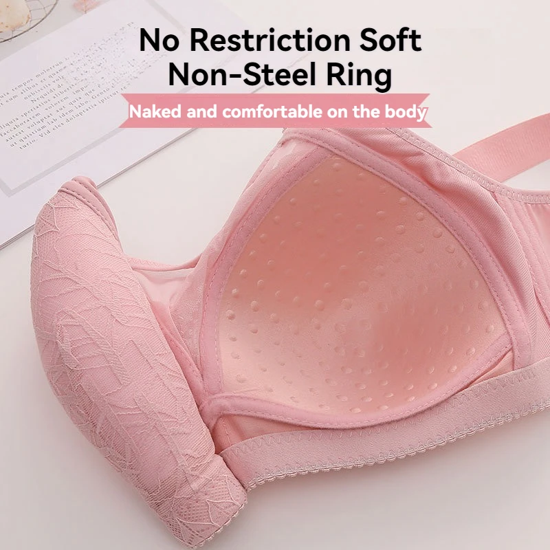 New Large Size Sexy Thin Section Lace Push Up Tops Bust Non Steel Ring Top Support Mom Bra Women's Underwear Brasiere Lingerie