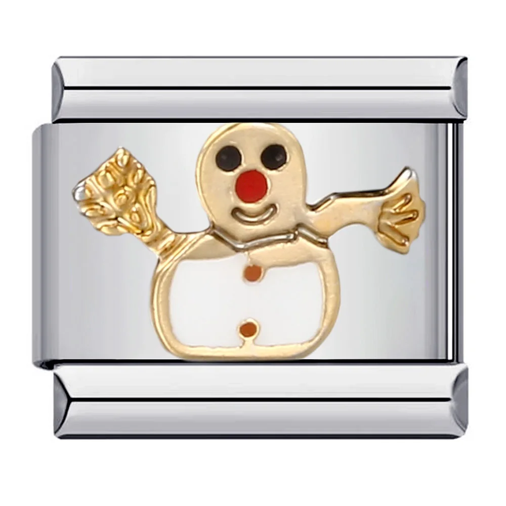 Y2k süße Mode Weihnachtsgeschenke Schneemann Baum Charm italienische Links passen 9mm Armband Edelstahl Schmuck DIY machen – Detail 4