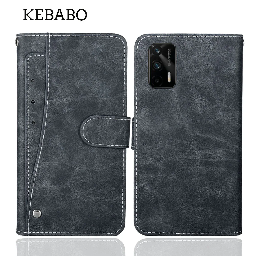 

Кожаный кошелек Realme GT 5G 6,43 дюйма, модный роскошный флип-чехол с отделениями для карт, защитный чехол для телефона, стильные сумки-книжки