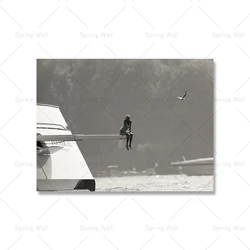 Timeless Elegance: Vintage Yacht Photography Print - Black and White Wall Art Poster - 40x60cm No Frame (Picture 1)
